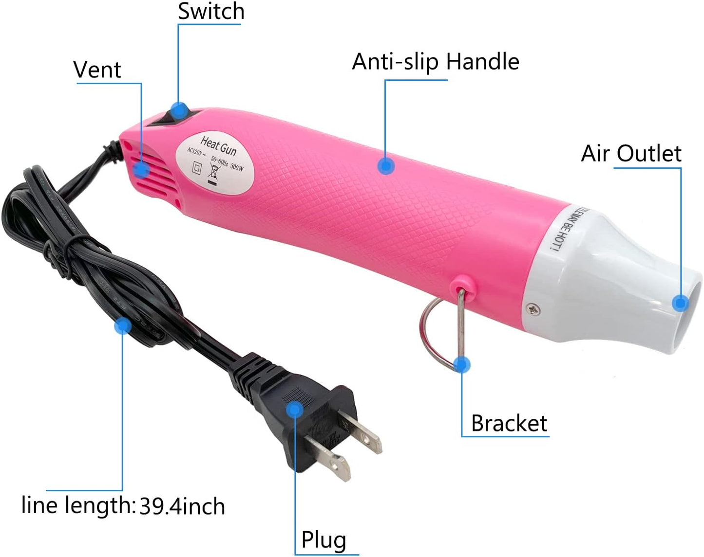 Heat Gun, Mini Hot Air Gun for DIY Crafts Portable Heat Air Gun Tool for Embossing Shrink Wrapping Drying Paint