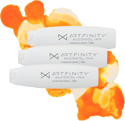 Alcohol Inks 3 Pack - Vibrant, Professional, Dye-Based Alcohol Inks for Artfinity Alcohol Markers, Artists, Drawing, & More! - Fluorescent Orange FYR1