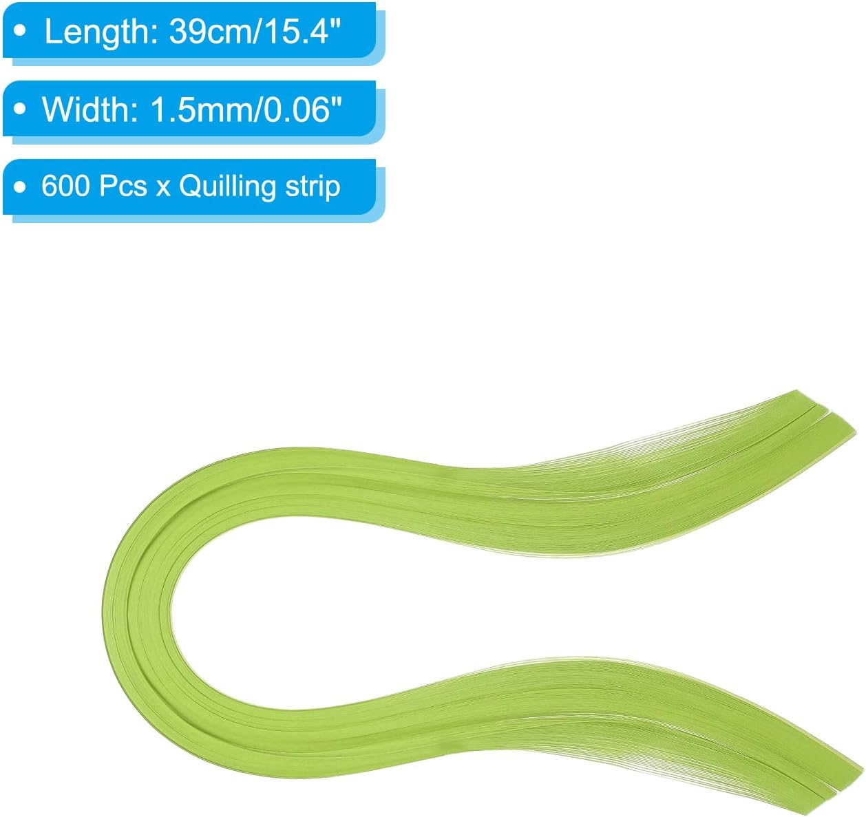 PATIKIL Quilling Strips Paper 600pcs 1.5mm 39cm Origami Paper Quilling Kits for Art DIY Hand Craft Christmas, Lawn Green