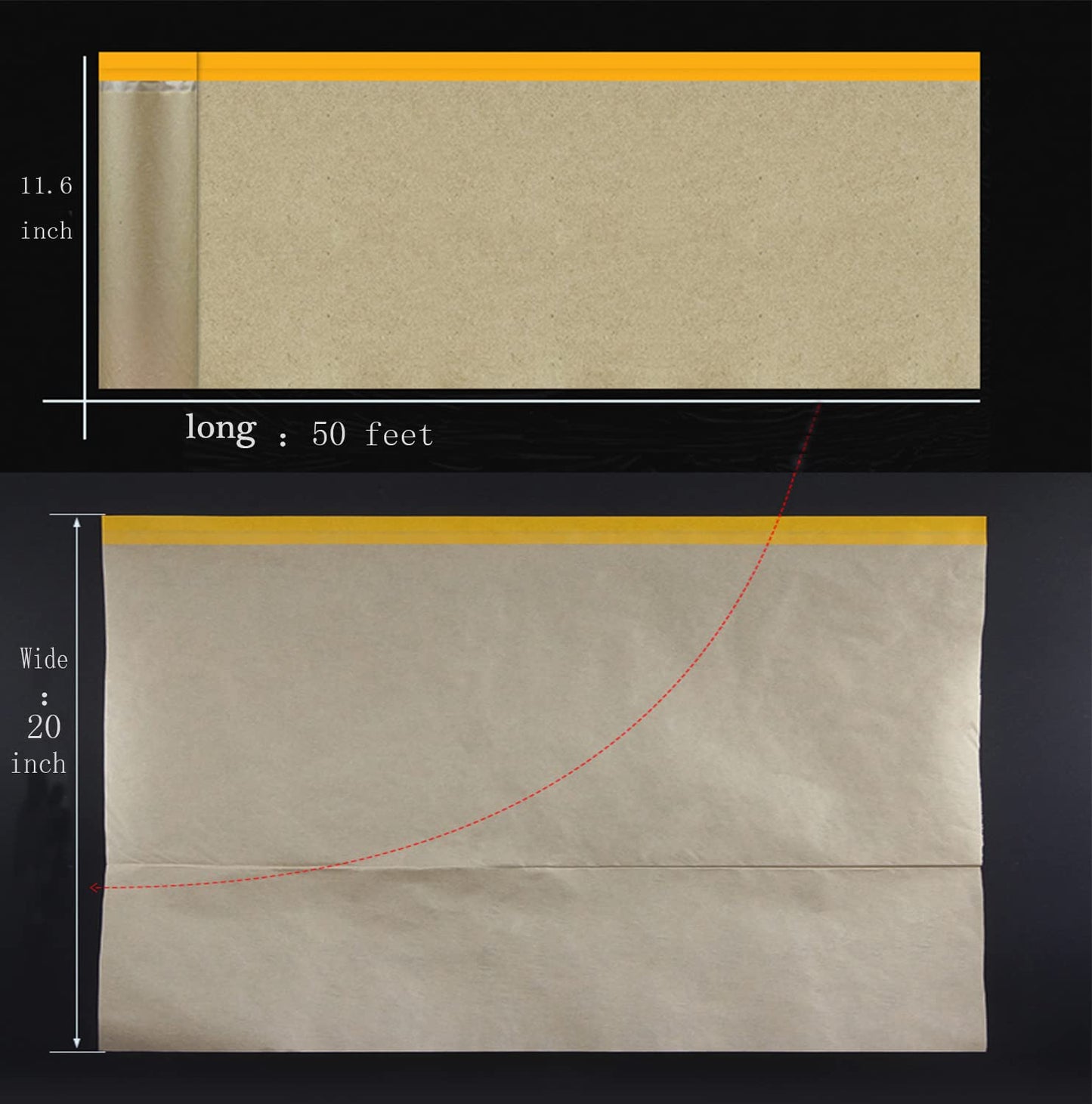 Masking Paper, Paint Masking Paper with Adhesive,20 Inch x 50 Feet Painters Paper Roll, Tape and Drape Painters Paper, for Auto Body Masking, Wall Covering and Paint Masking (20 inch x 50feet, 1)…