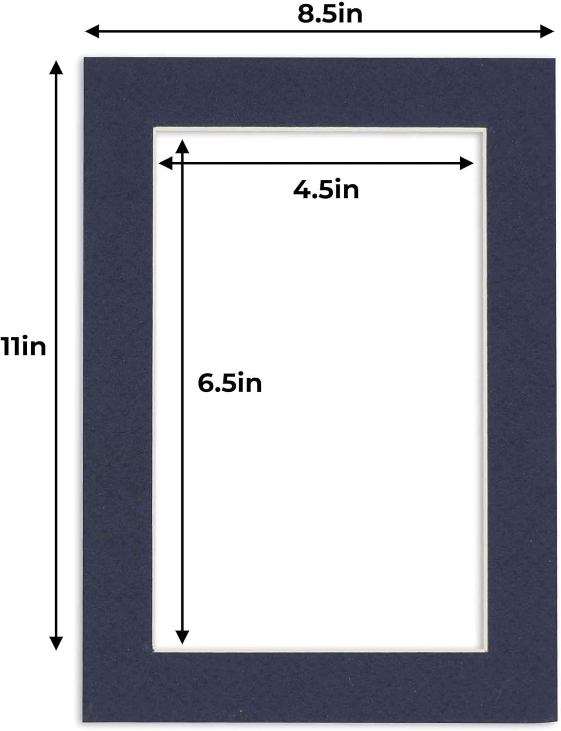 5x7 Mat for 8.5x11 Frame - Precut Mat Board Acid-Free Show Kit with Backing Board, and Clear Bags Navy 5x7 Photo Matte Made to Fit a 8.5x11 Picture Frame Matboard for Framing, Pack of 1 Mat