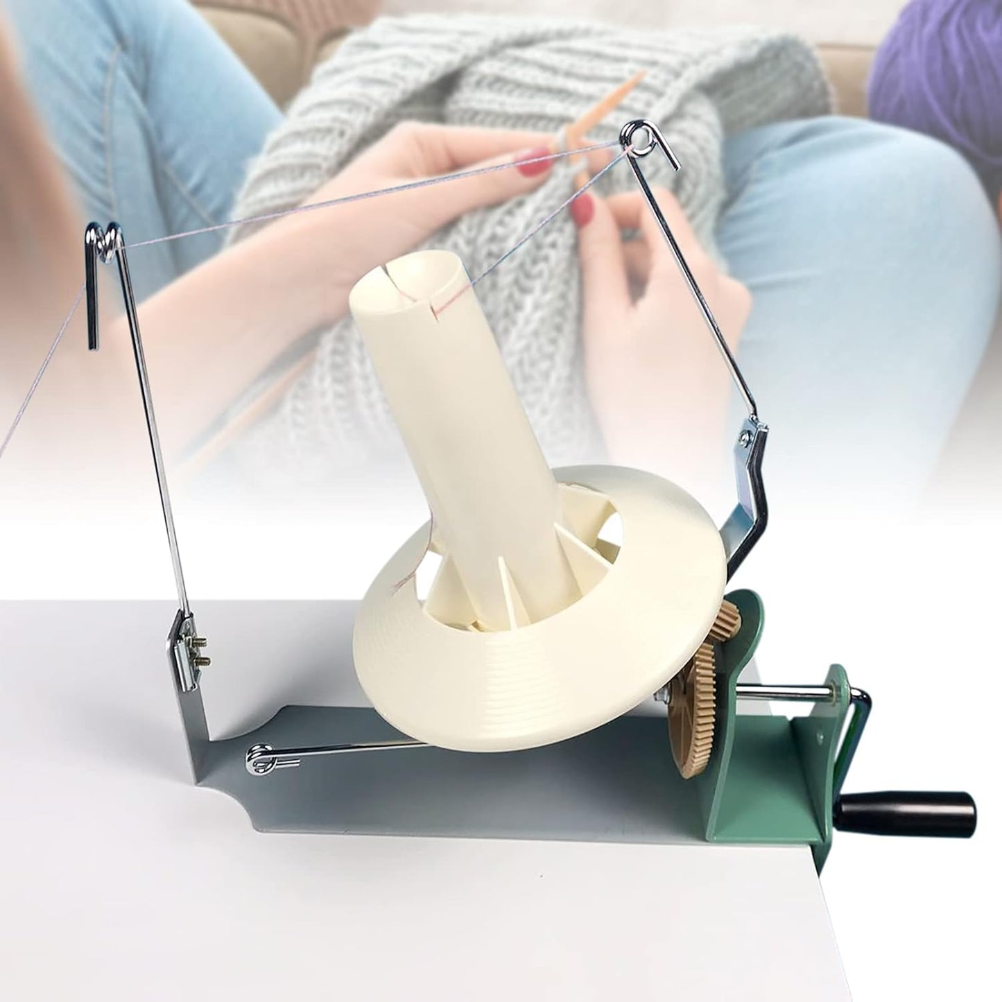 Yarn Ball Winder 18oz Large Swift Yarn Fiber Wool String Ball Winder, Tabletop Clamp Up to 2'', Hand Operated Center Pull Yarn Ball Winder