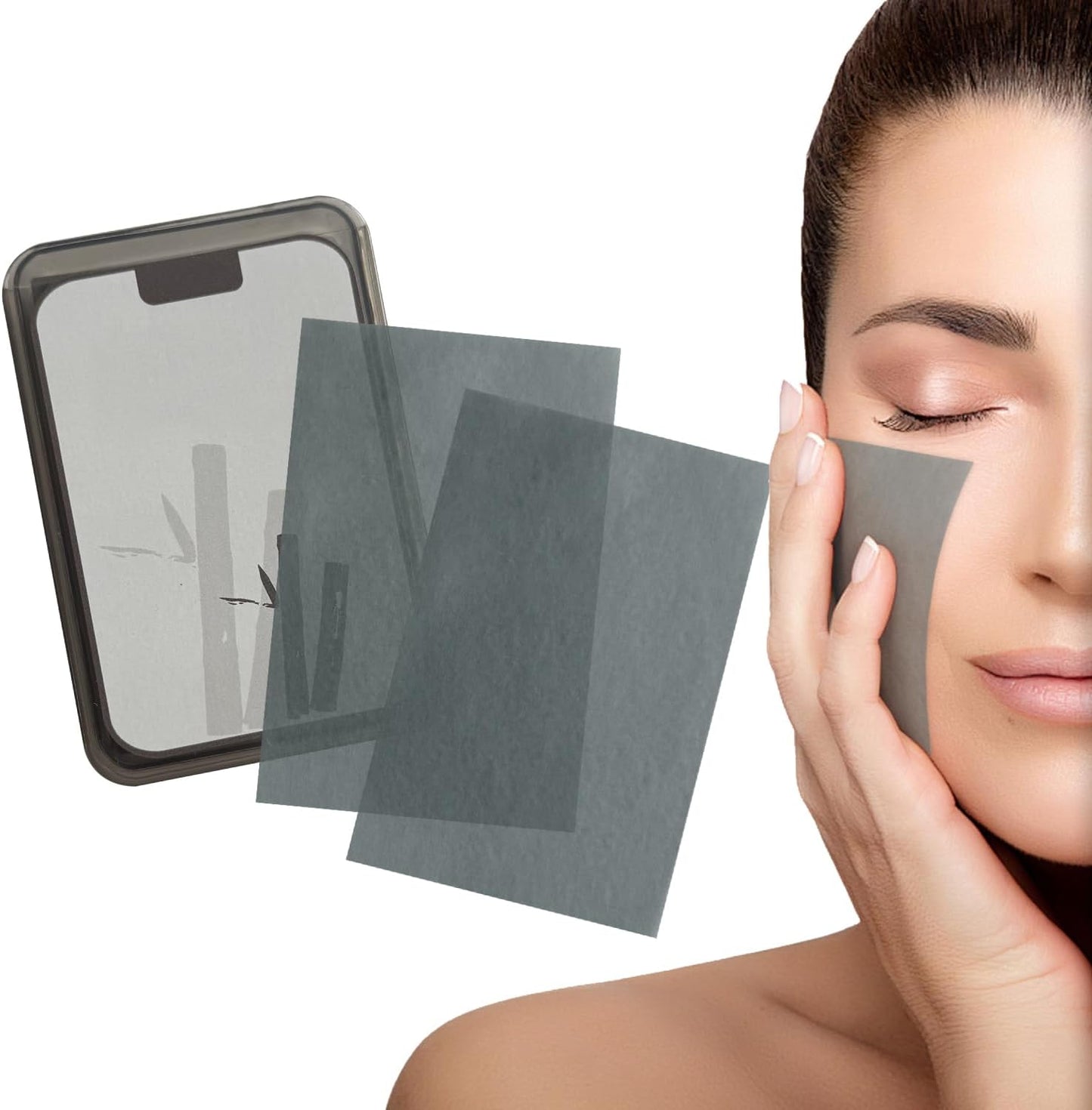 EKIND Oil Blotting Papers Make Up Pads for Face Shine Control Men Women, with Control Smooth Cover Box Portable Oil Absorbing Tissues for Oily Skin(300 Sheets,Black)