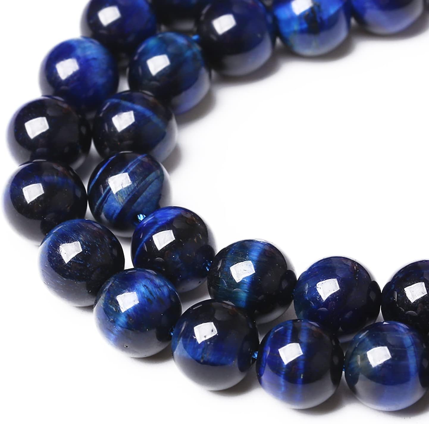 Natural Stone Lapis Blue Tiger Eye Beads Round Loose Spacer Beads for Jewelry Making DIY Bracelet Necklace 10mm 38pcs