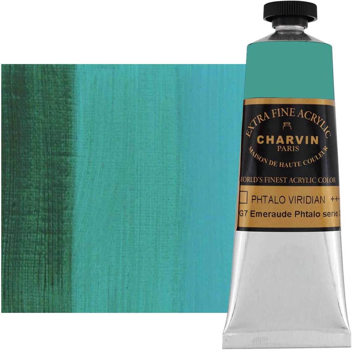 Charvin Extra Fine Professional Acrylic Paint - Phthalo Viridian, 60ml Tube, Triple-Milled, Lightfast Pigments, Open Stock Artist Acrylic Paints in Nature-Inspired Hues