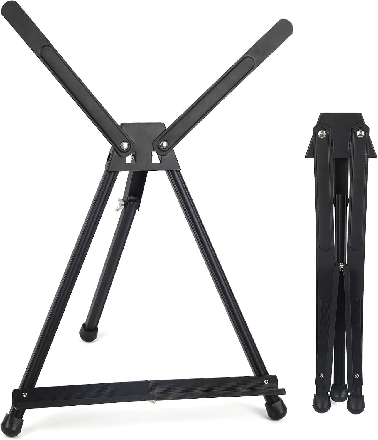 Falling in Art Aluminum 15" to 21" Tabletop Easel Display, Black Tripod with Rubber Feet, Holds Canvas, Paintings, Books, Photos, Signs