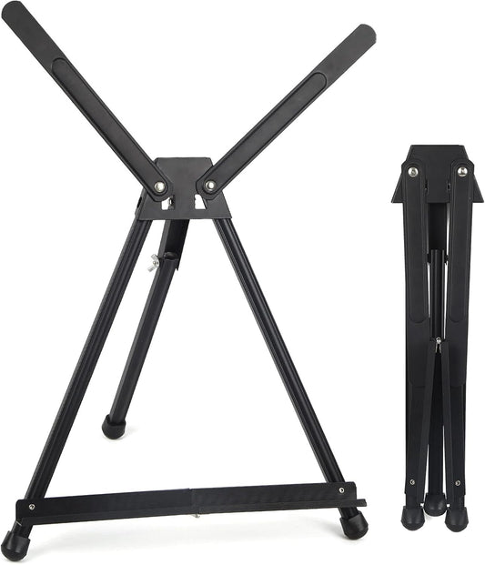 Falling in Art Aluminum 15" to 21" Tabletop Easel Display, Black Tripod with Rubber Feet, Holds Canvas, Paintings, Books, Photos, Signs