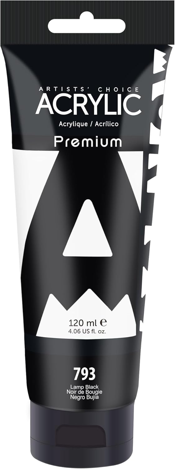 AUREUO Lamp Black Acrylic Paint, 4 Fl Oz / 120ml Single Tube, Rich Pigment Art Craft Paints for Canvas, Rocks, Wood, Ceramic, Fabric - Art Supplies for Beginners, Professionals, Artists