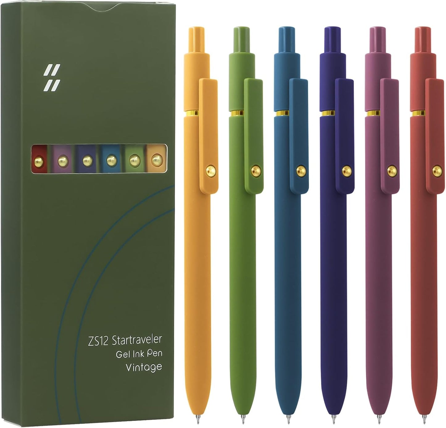 6 Pcs Gel Pens 0.5mm Quick Dry Black Ink Pens Fine Point Smooth Writing Pens, Cute Office and School Supplies Gifts for Women Teacher Students (6 Pcs Vintage Gold)