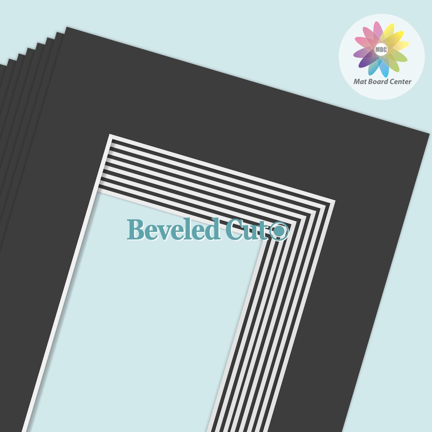 MBC MAT BOARD CENTER, 10 Pack 8.5X11 for 6X8 Black Picture Mats Frame Mattes, Bevel Cut, Acid Free, 4-Ply Thickness