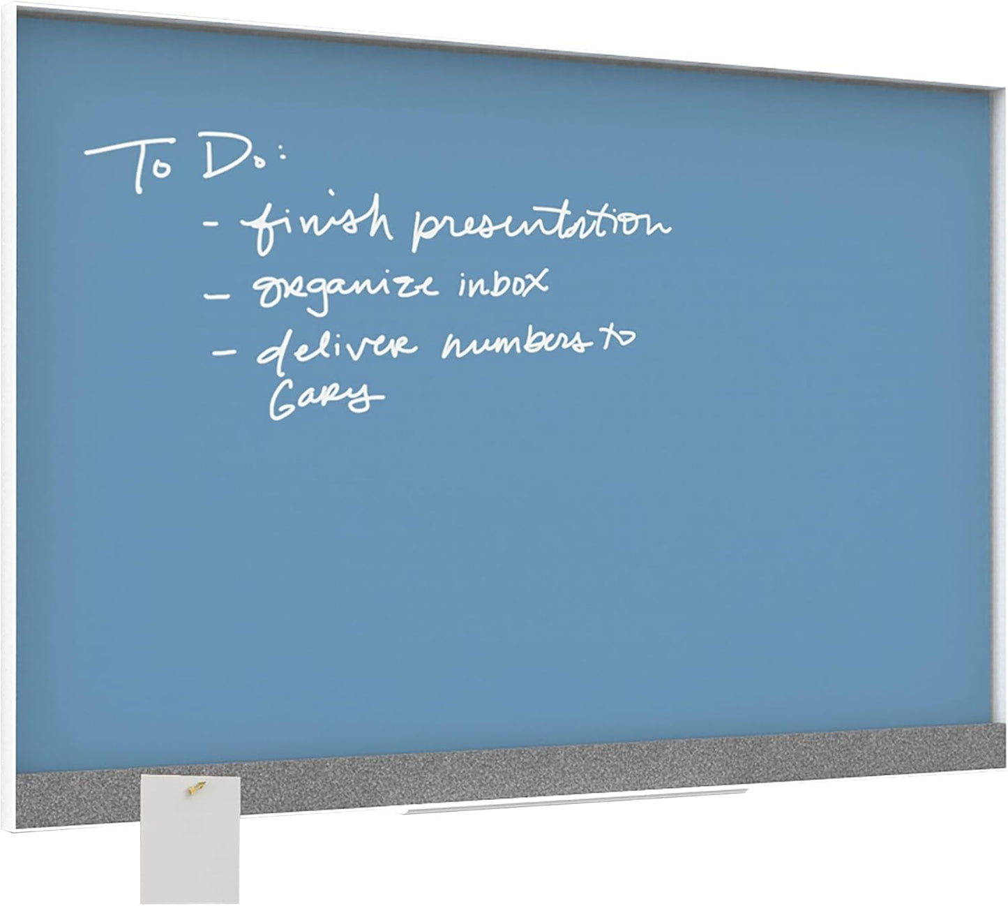 U Brands Magnetic Glass Dry-Erase Board, 36" x 48" Inches, Blue Surface, White Aluminum Frame