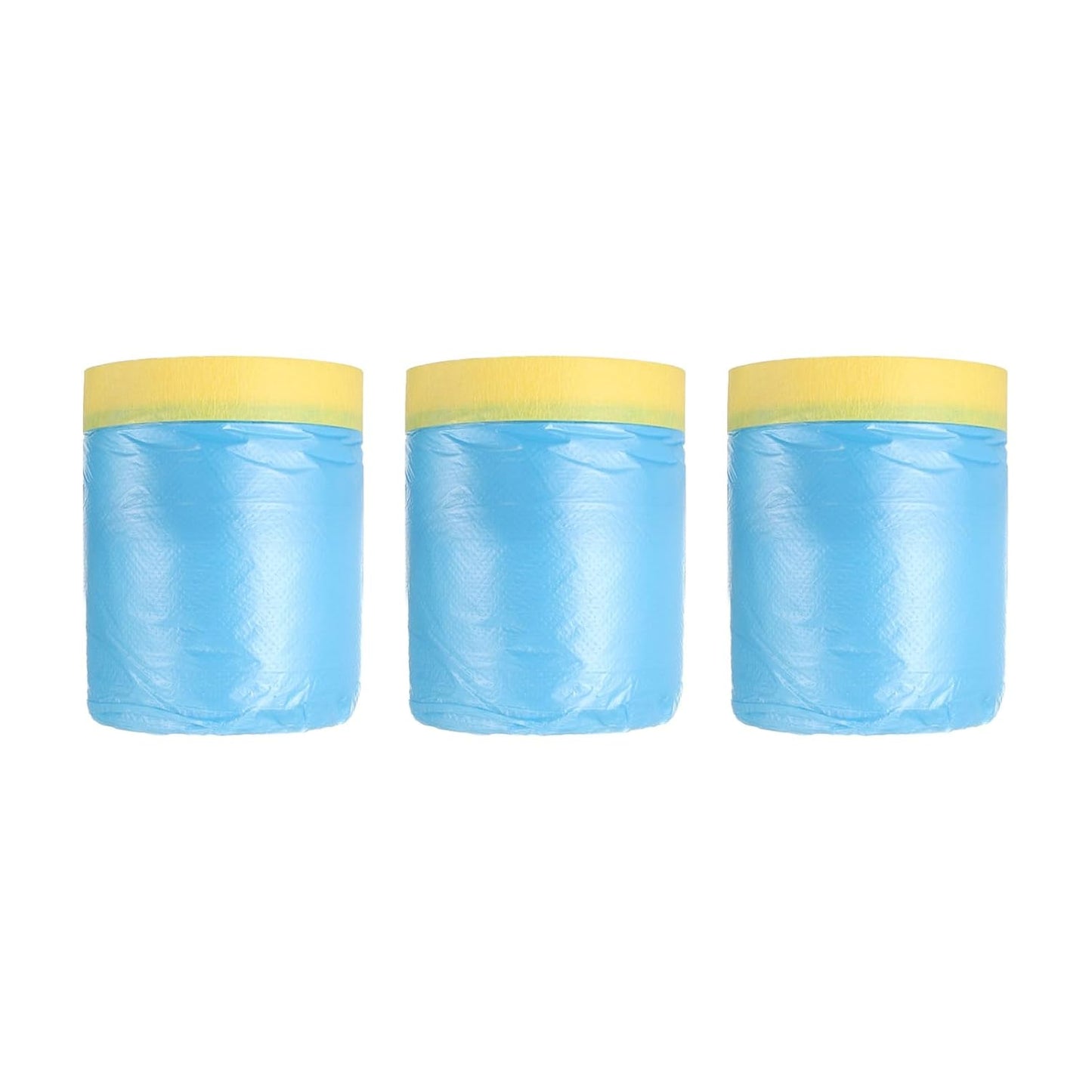 uxcell Pre-Taped Masking Film, 1.8ft x 66ft Plastic Paint Drop Cloth with Medium-Tack Painters Tape for Painting Spraying Protection Blue Film 3Pcs