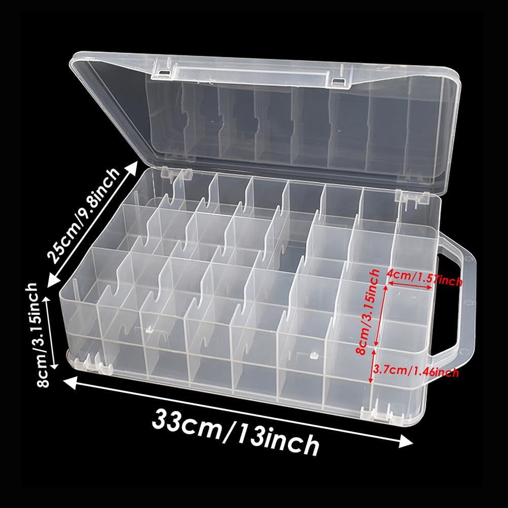 46 Grids Sewing Organizer, Double Sided Thread Box Storage, Portable Clear Plastic Organizer Box for Embroidery and Sewing Threads, Embroidery Floss, Crafts, Small Toys (Clear)
