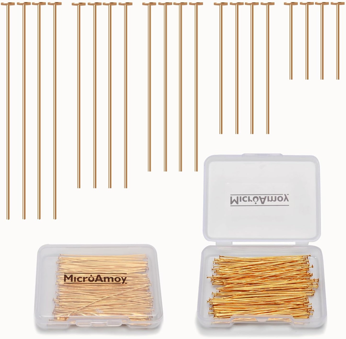 100pcs 18K Gold Filled Flat Head Pins Non Tarnish Craft Earring Bracelet Jewelry Making Accessories Supplies (50mm (1.96in), Gold-Flat Head Pin)