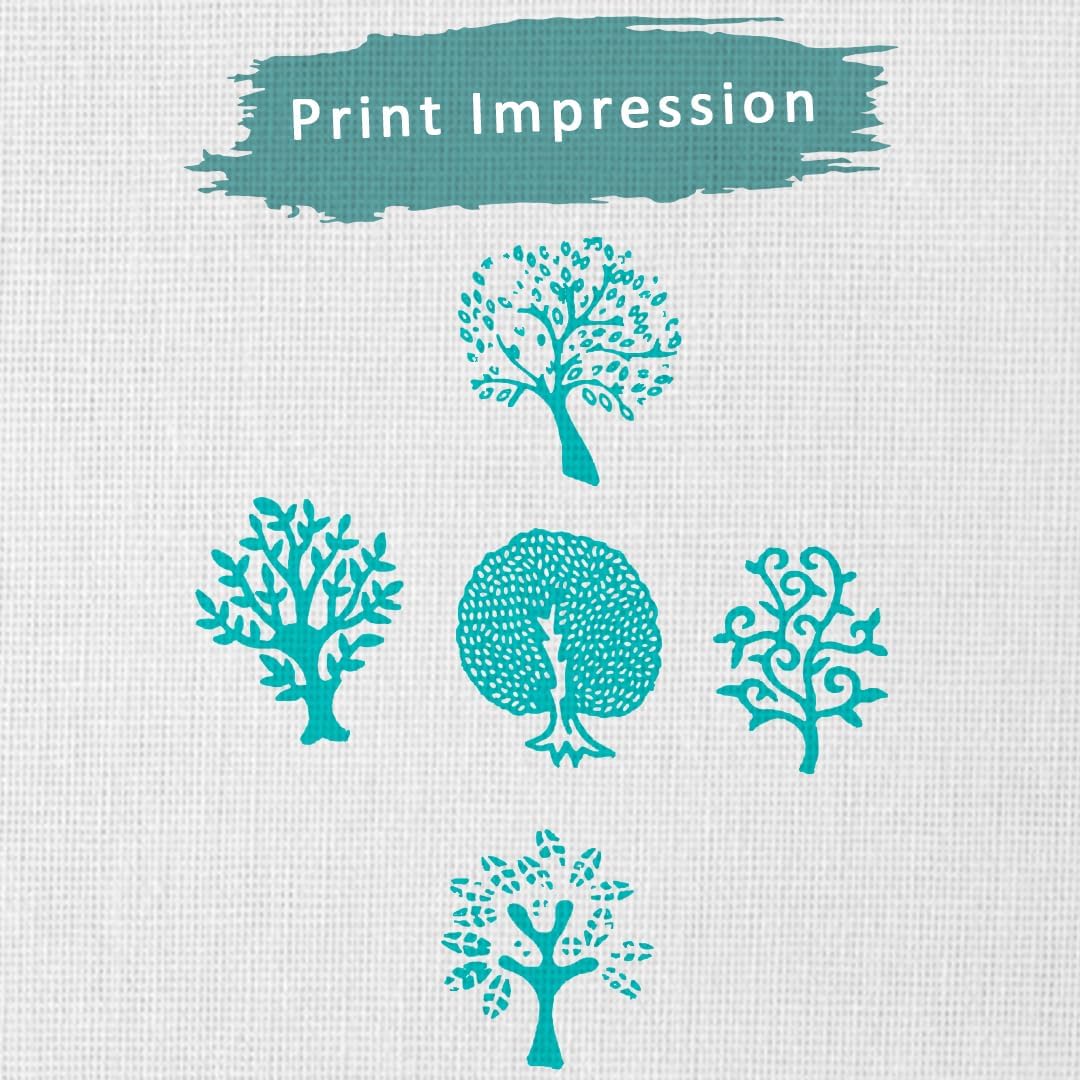 Tree Shape Wooden Block Stamps - Wooden Printing Stamps - Indian Textile Printing Blocks for Tattoo Clay Pottery Henna Card Making Pack of 5, Hashcart®