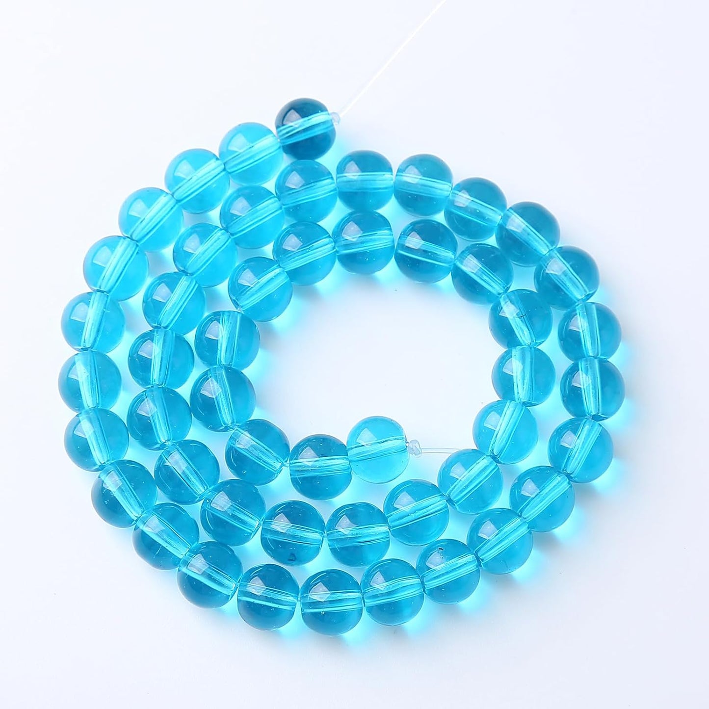 36pcs 10mm Topaz Blue Crystal Glass Beads Round Loose Spacer Beads for Jewelry Making DIY Bracelet Necklace Healing Power Stone Beads (Blue Crystal Glass, 10mm)