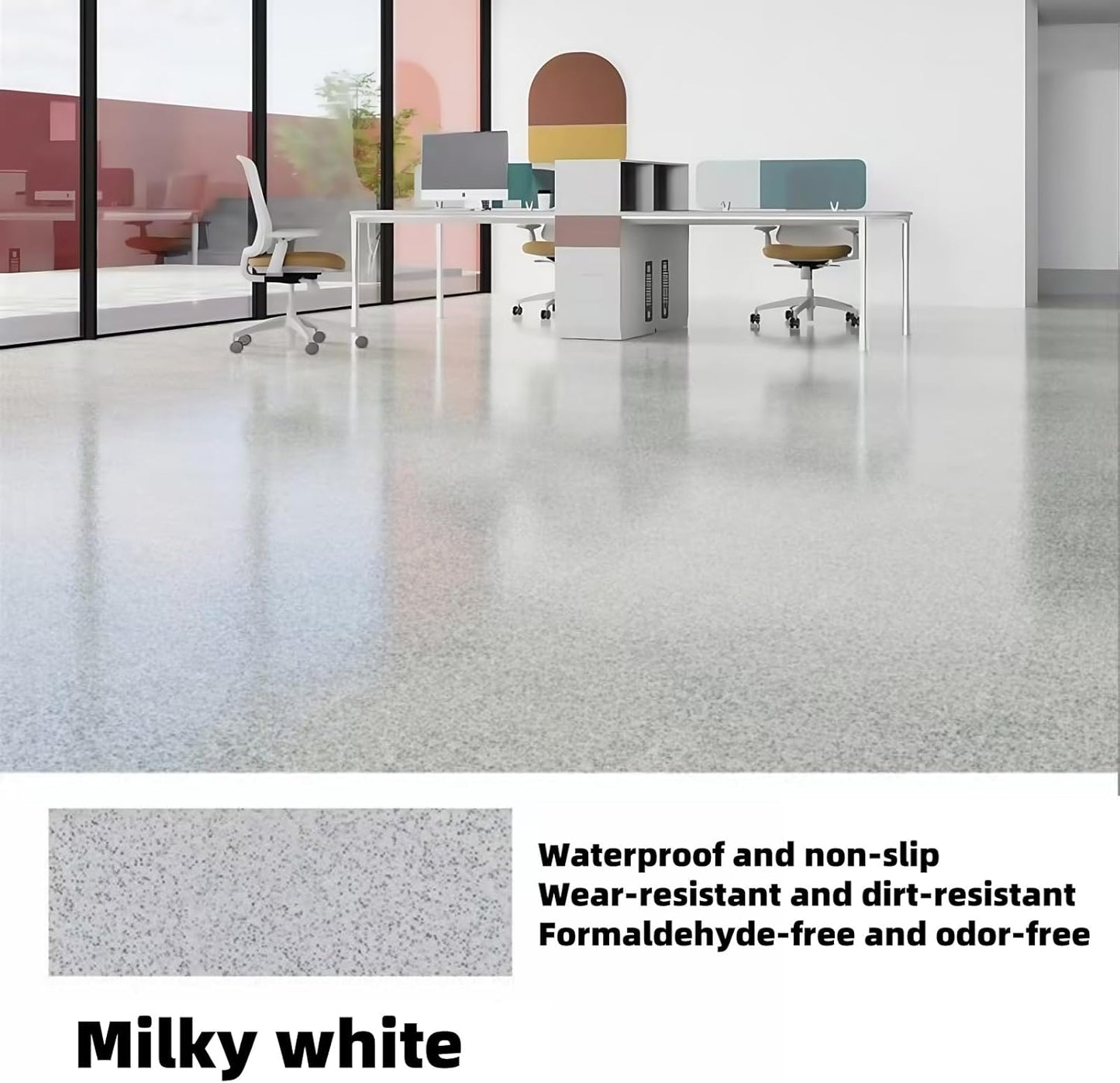Epoxy Colored Sand Floor Paint, Epoxy Floor Paint High Gloss Marble Effect Coating for Indoor and Outdoor, Wear-resistant and non-slip Self-leveling Coating White 35OZ(1KG)