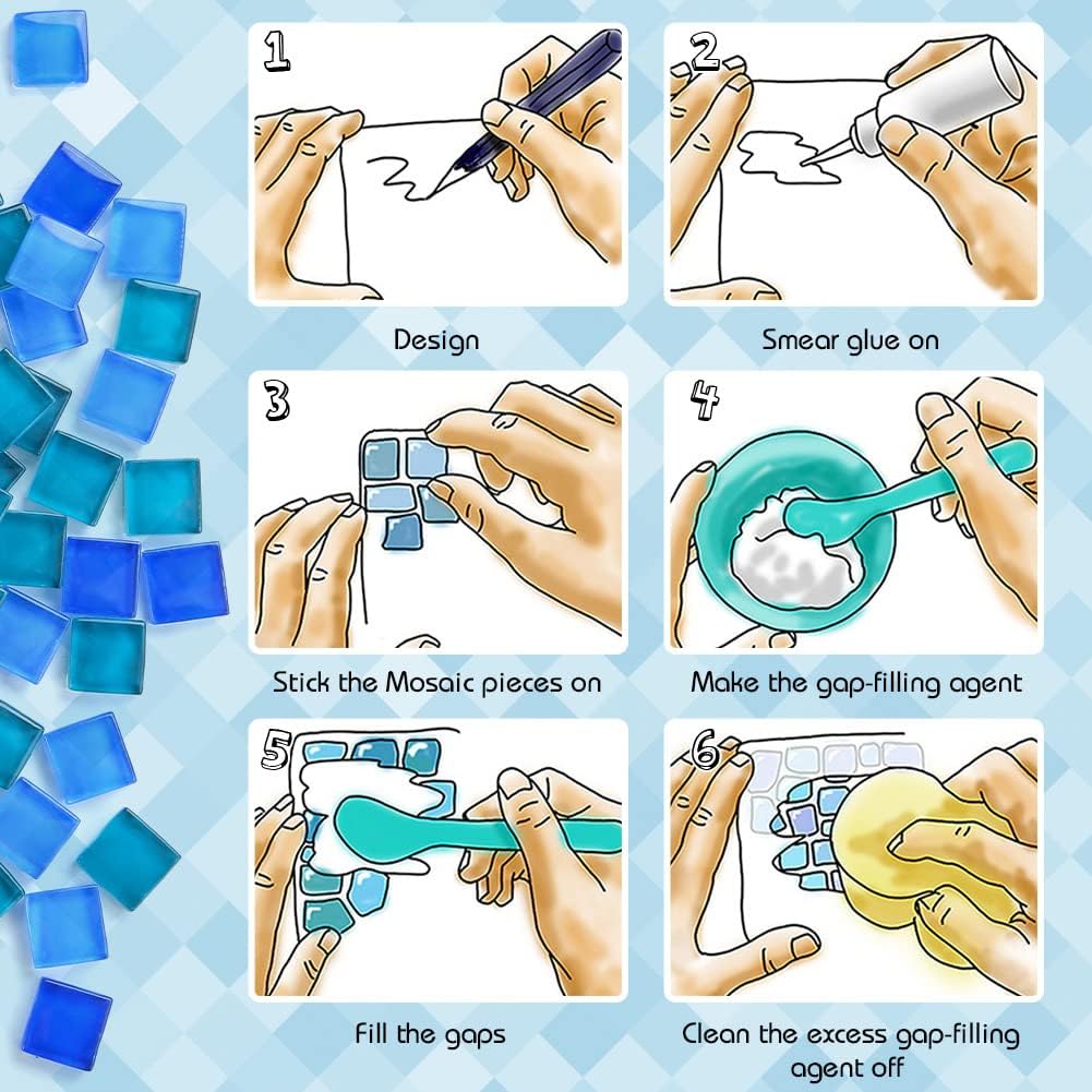 BigOtters Glass Mosaic Tiles 0.3LB, 4 Shapes Stained Glass Pieces for DIY Crafts, Home Decor, Art Projects, Window & Mirror Decorations