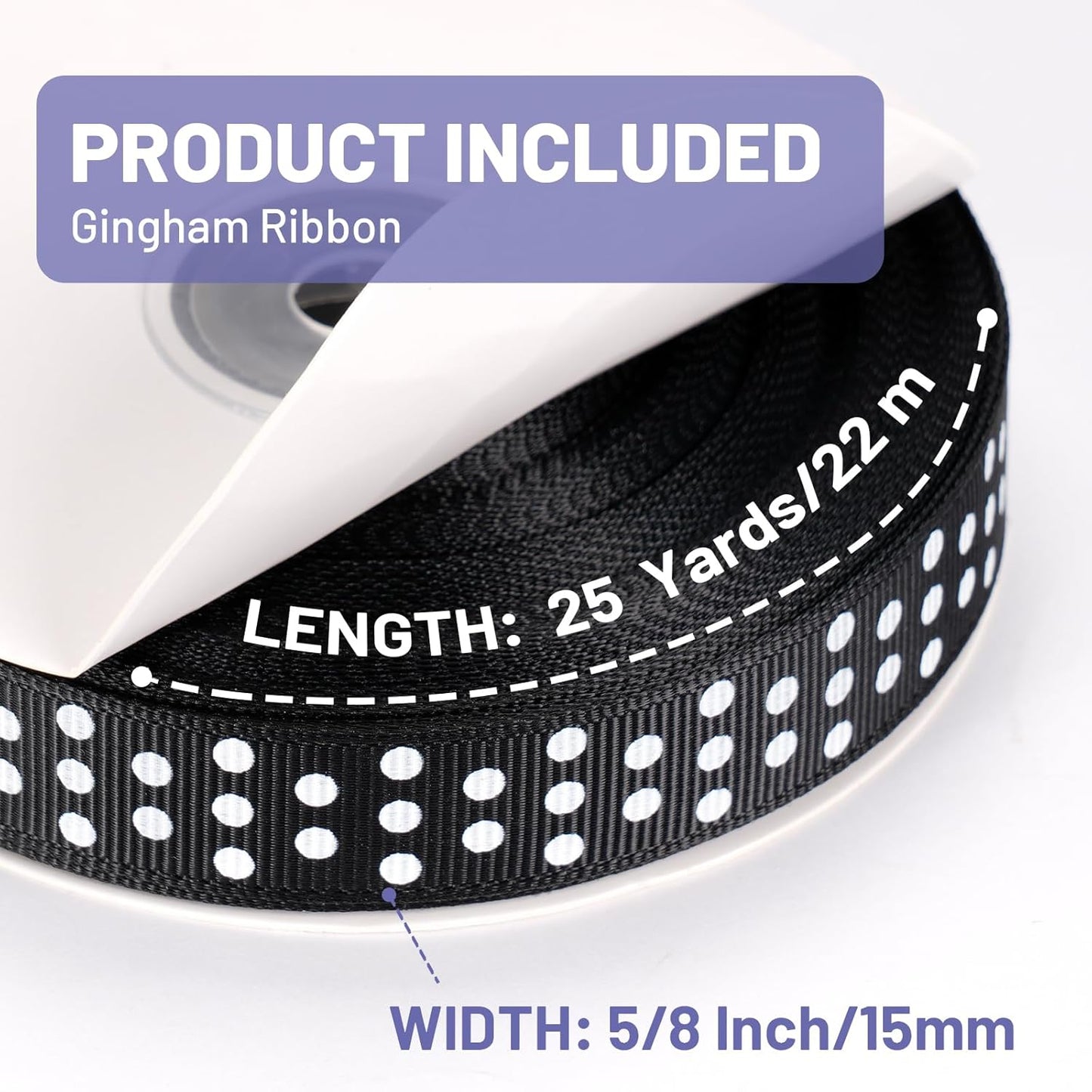 Polka Dot Grosgrain Ribbon 5/8 Inch, 25 Yards Spool Black and White Dot Craft Ribbon for Christmas Gift Wrapping DIY Crafts Hair Bows Wedding Party Decor Sewing and Home Decoration