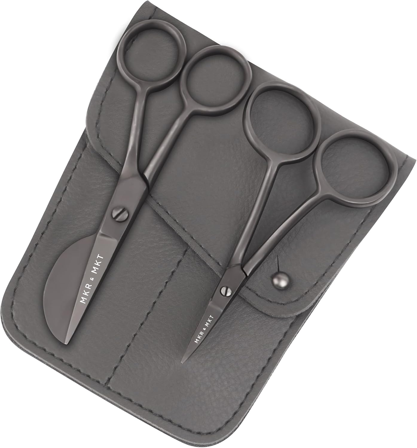 Small Embroidery 4.5 Inch Scissors Set of 2 Kit - Mini Double Bend Offset Duckbill and Double Bend Long Applique Needlepoint Blade with Pouch Sleeve (Black)