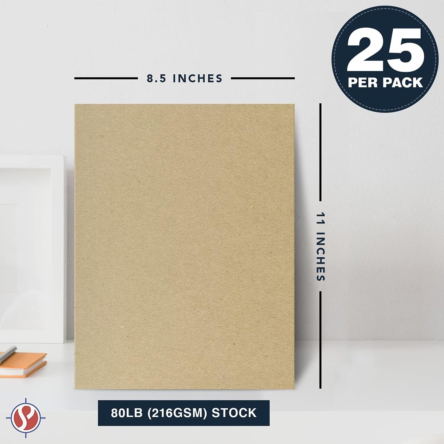 Brown Kraft Cardstock Paper, Heavyweight 8.5 x 11 Card Stock for Business Greeting Cards & Invitations, Gift Tags, Art & Crafts and More! | 80lb (216gsm) Cover | 25 per Pack