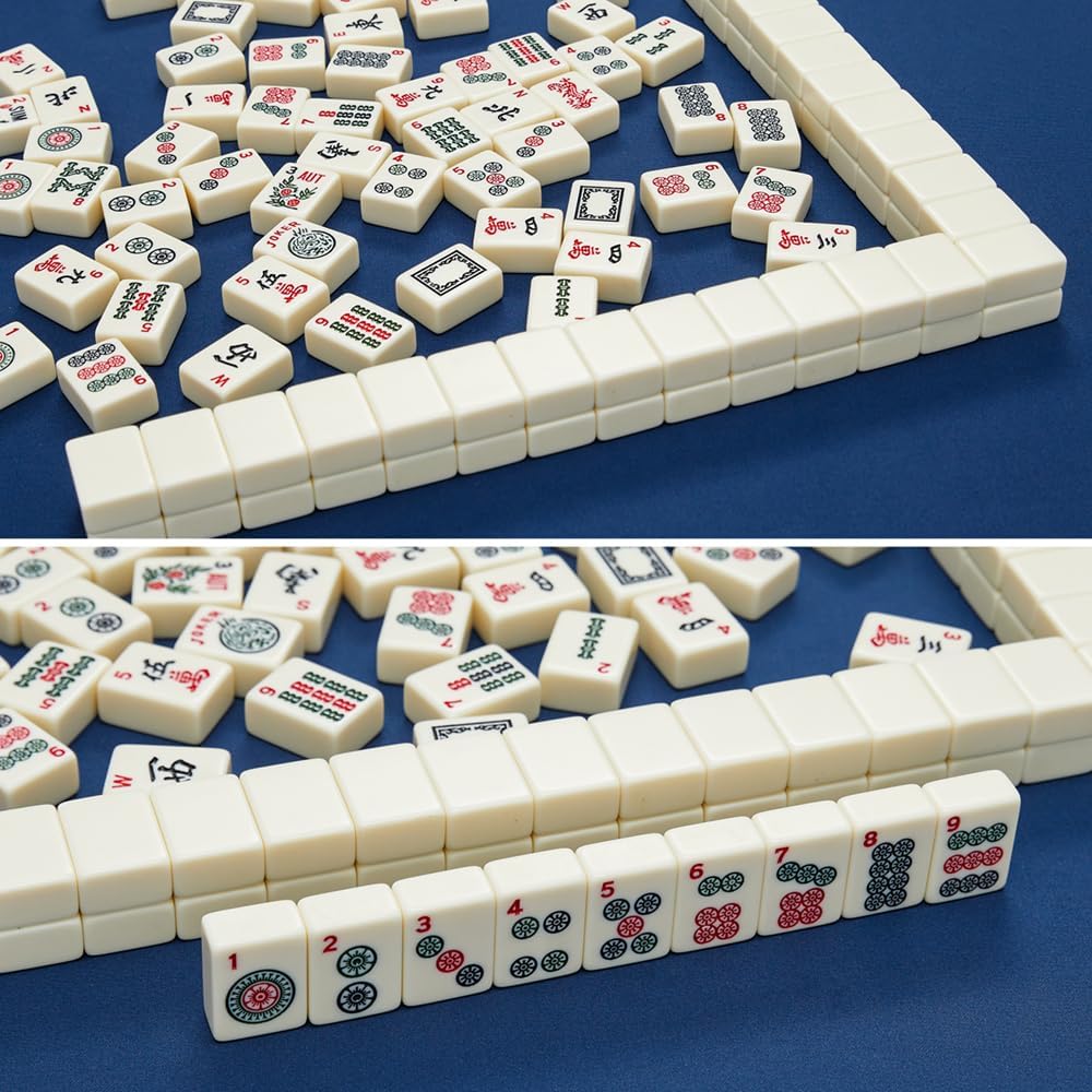 American Mahjong Tiles,166 Quality Ivory Tiles with 3 Golden Dices & Rules Instruction