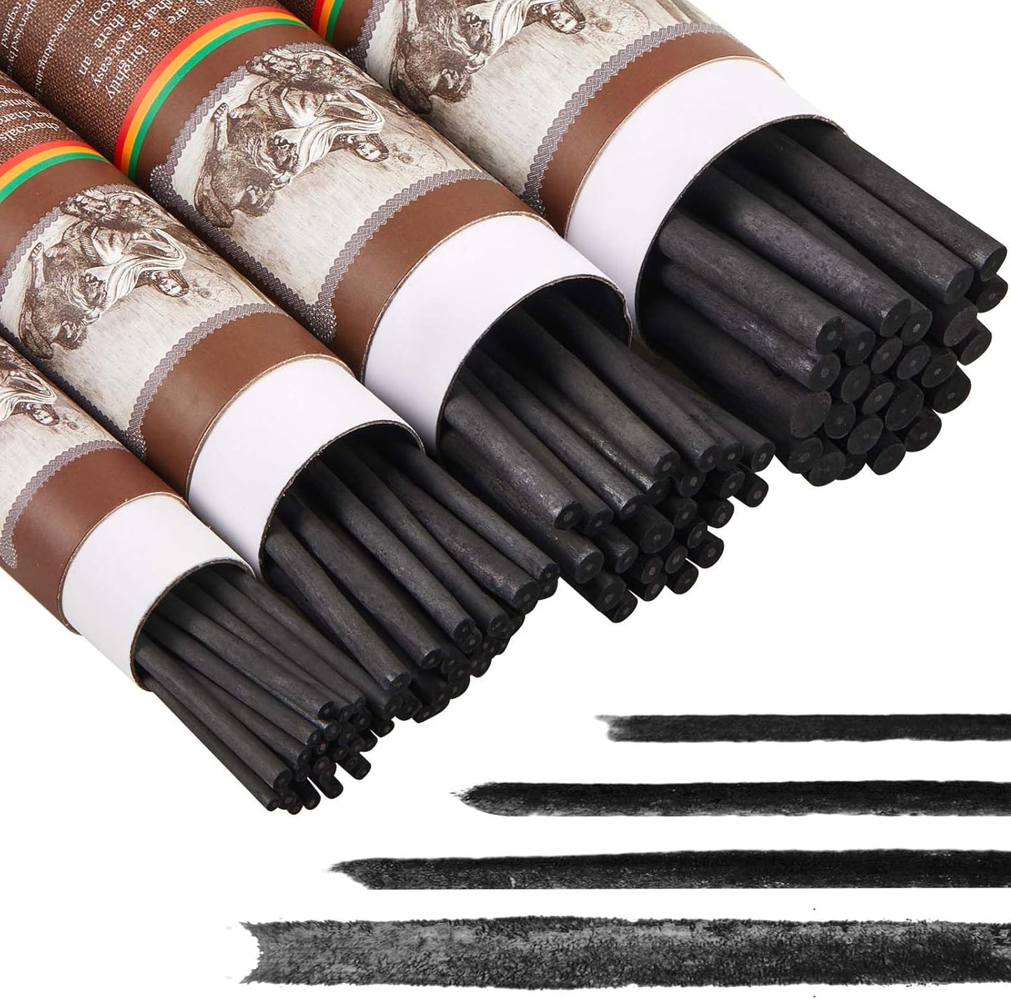 Gueevin 100 Pcs Willow Charcoal Sticks, Willow Charcoal, Artists, Beginners, Students, Perfect for Sketching, Drawing, Shading, and Fine Art Christmas Gifts for Art (2-4mm,4-5mm,5-7mm,7-9mm)