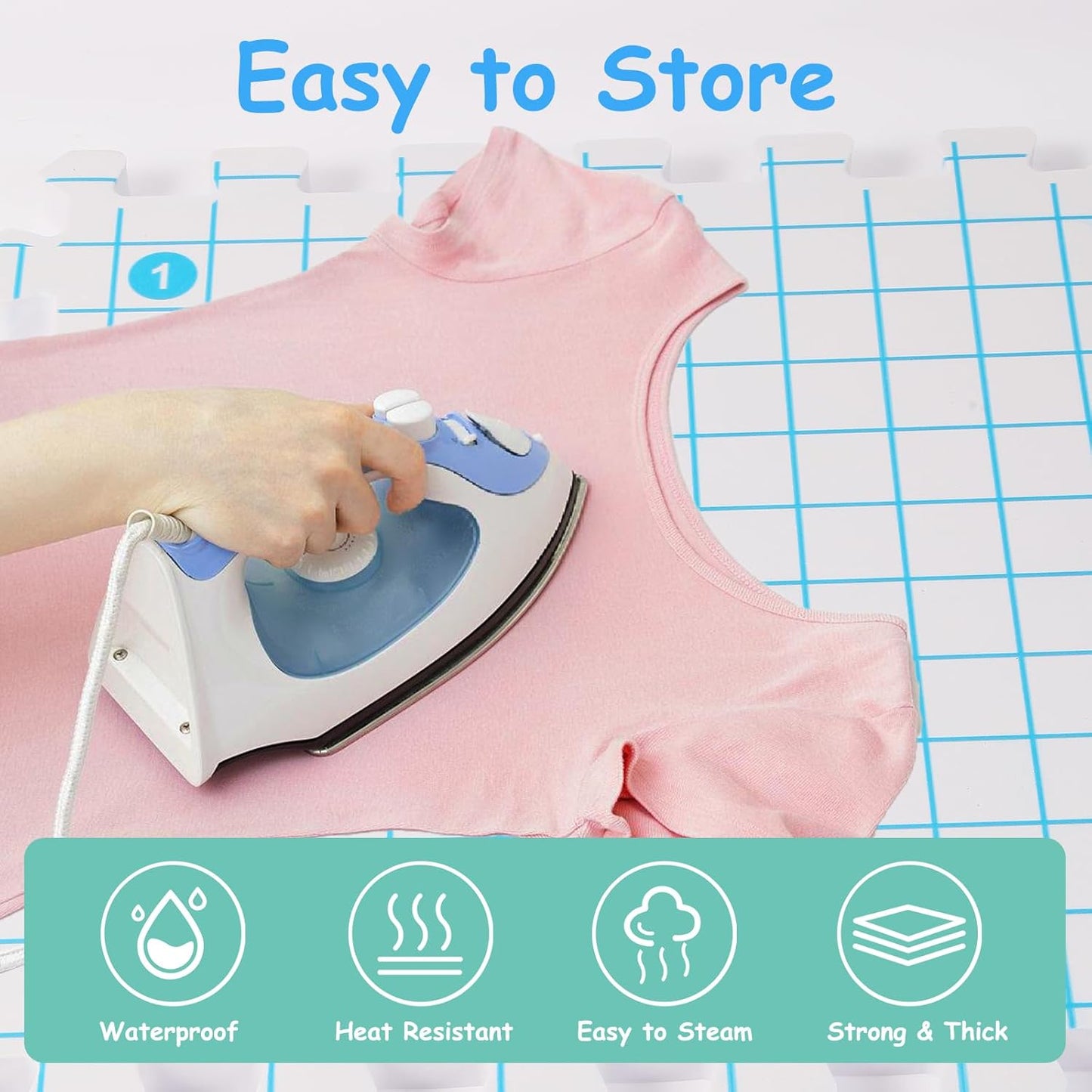 MEVOME Blocking Mats for Knitting with 20pcs Knitting Blockers 200 T-pins 104 Locking Stitch Markers, Extra Thick Block Boards with Grids Storage Bag for Needlepoint Crochet - Pack of 9 (White)