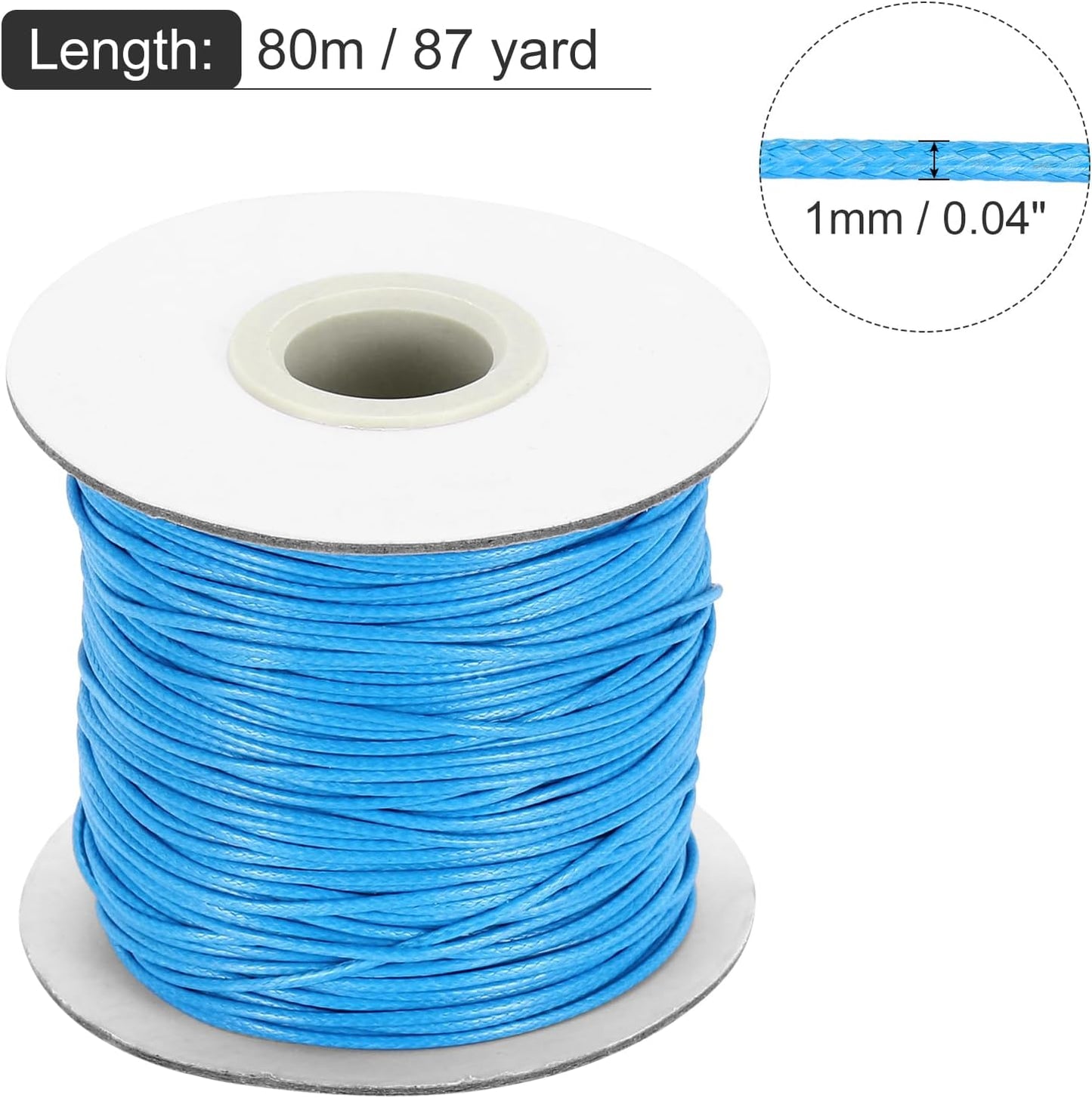 MECCANIXITY Waxed Cord 1mm Waxed Thread 87 Yard Wax String Leather Cord for Bracelet Making, Necklaces, Beading, Jewelry Making and DIY Crafts(Blue)