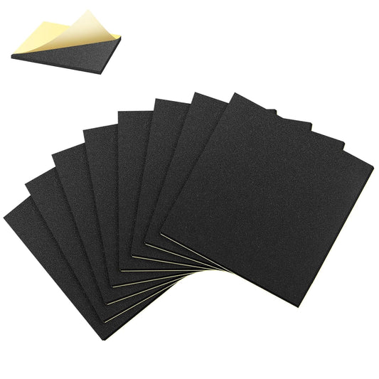 8 Pcs Adhesive Padding, Closed Cell Foam Sheet 4in X 4in X 1/4in, Anti-Slip Neoprene Rubber Pad, 1/4" Thick Sticky Foam, Soundproof and Anti Vibration