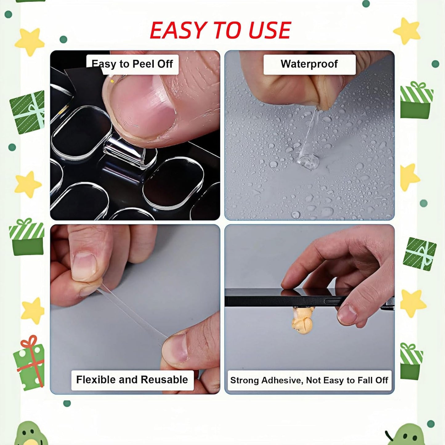 500 Pcs Clear Gel Glue Dots, Double Sided Removable Adhesive Dots, Sticky Tack Mounting Putty for Balloons, Crafts, Photos, Home Decor, DIY Party Decorations