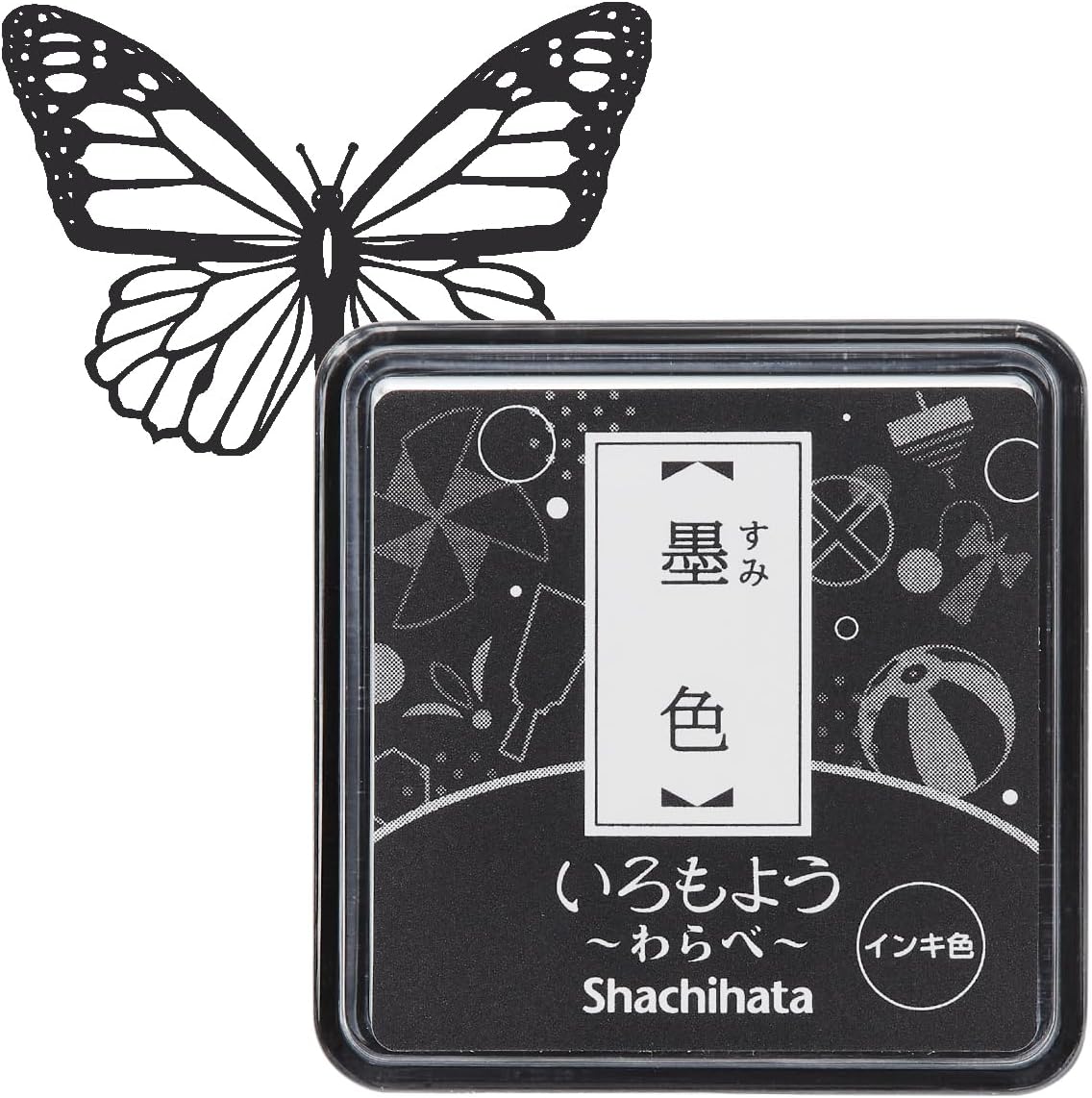 IROMOYO WARABE Stamp PAD, Small Traditional Japanese Ink Colour, Oil-Based Ink pad - Black