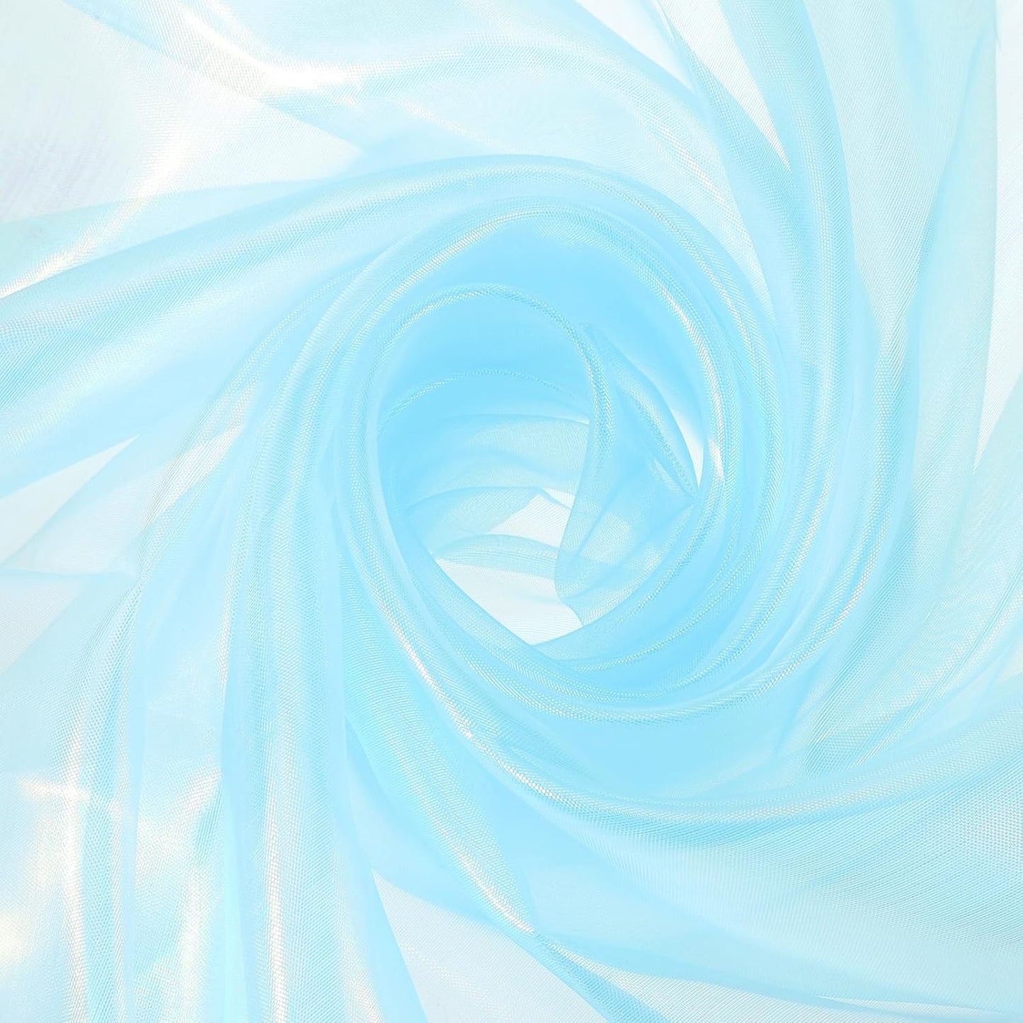 MECCANIXITY Iridescent Sheer Organza Fabric, 2 Yards x 59 Inches Solid Laser Holographic Shiny Fabric Organza Cloth for Wedding, Curtains, Costume, Photo Background, Light Blue