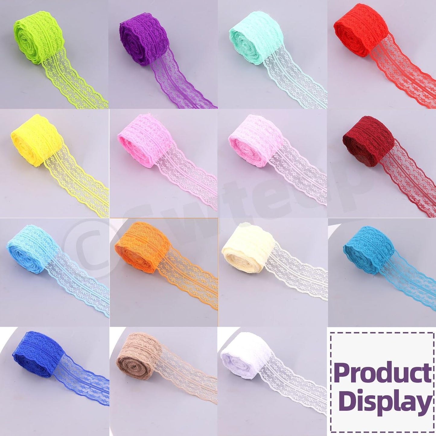 Swpeet 20 Rolls in Total 200 Yards 2.2cm×10 Yards Colorful Lace Ribbon Unilateral Floral Pattern Fabric Lace Ribbon, Lace Trim Ribbon Crafting Lace for Wedding Decorating, Sewing Gift Wrapping