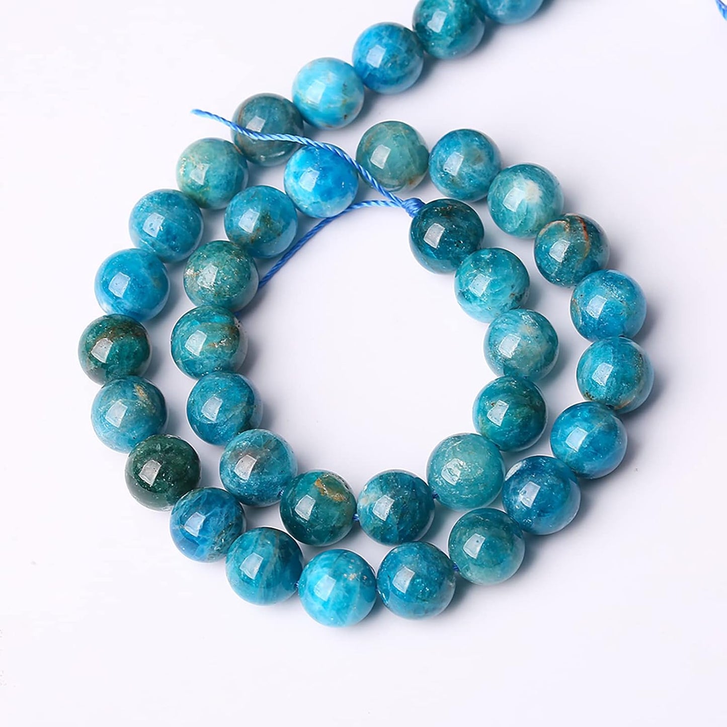 60PCS 6mm AAA Natural Blue Apatite Stone Beads Gemstone Round Loose Spacer Beads for Jewelry Making DIY Bracelet Necklace 15"