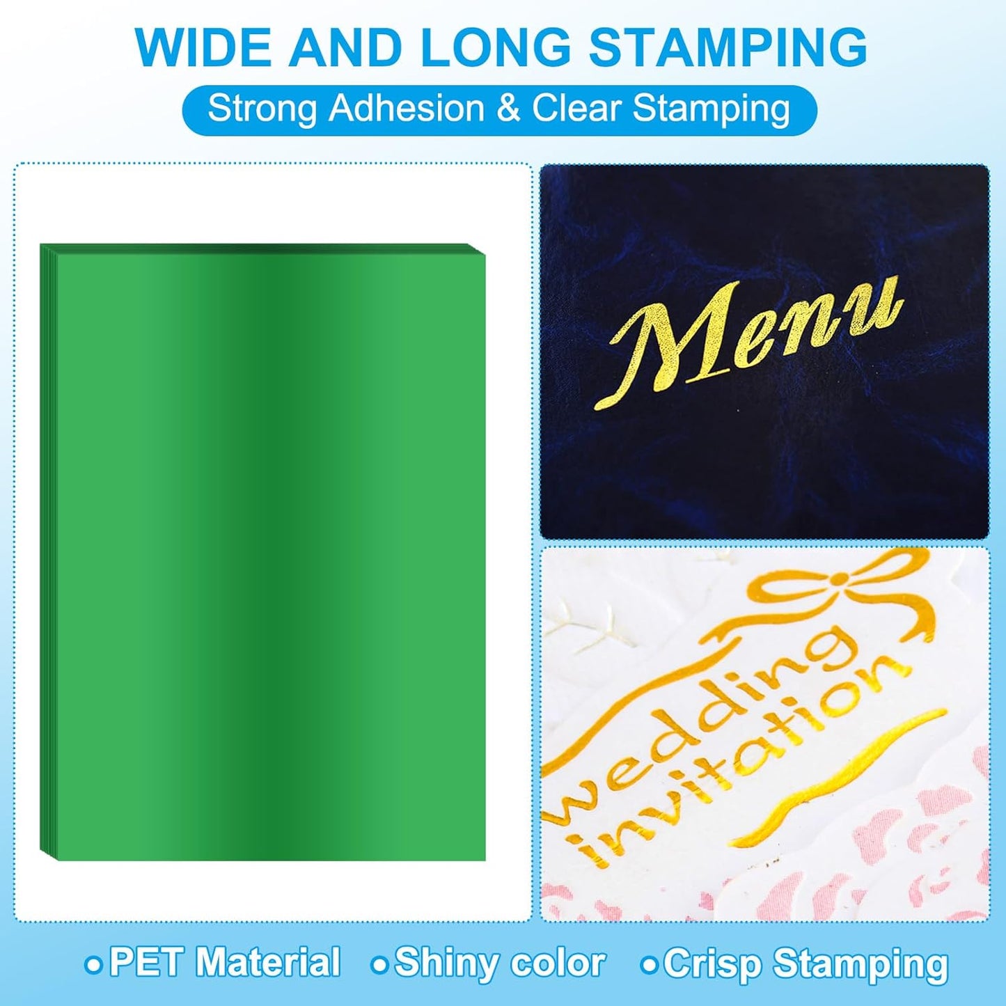 PATIKIL 11.7x8.3" Hot Stamping Foil Paper Sheet, 20 Sheets A4 Heat Transfer Hot Stamping Paper Foil for Leather DIY Logo Decor Craft Gift Package Scrapbook Card, Green