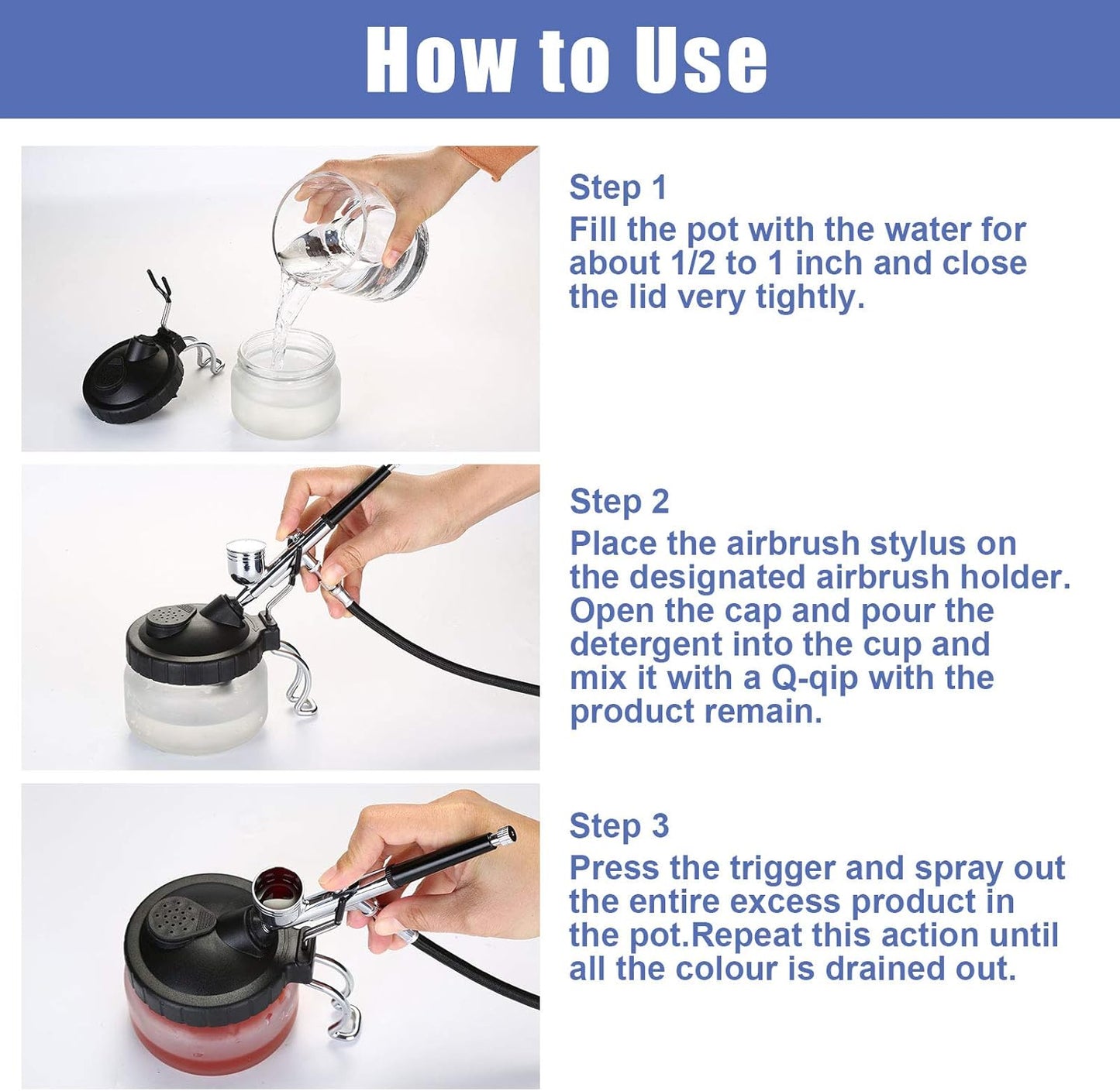 AGPTEK Airbrush Cleaning Kit - Glass Cleaning Pot, Filters, Scraper Needle, Tube Brushes