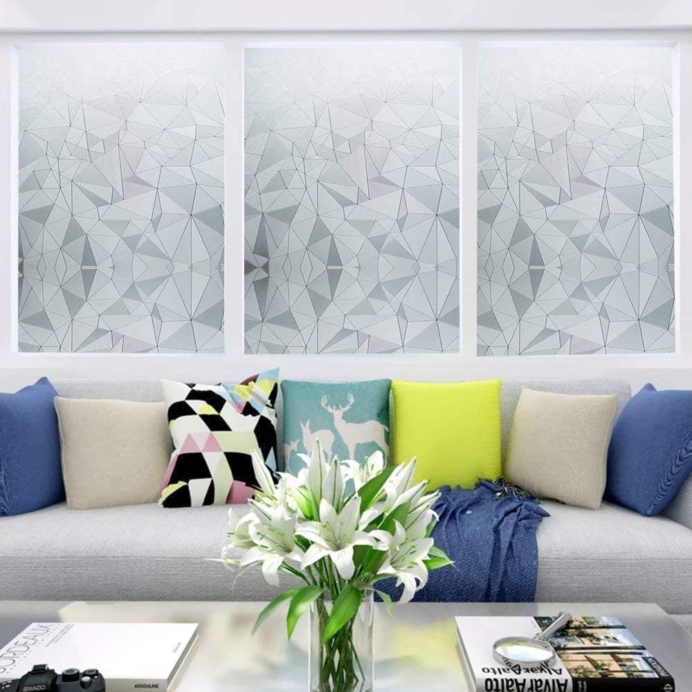 Niviy 3D No Glue Static Cling Window Films Privacy Cut Glass Window Sticker for Bathroom Office Kitchen Window Decor 11.8"x 78.7"