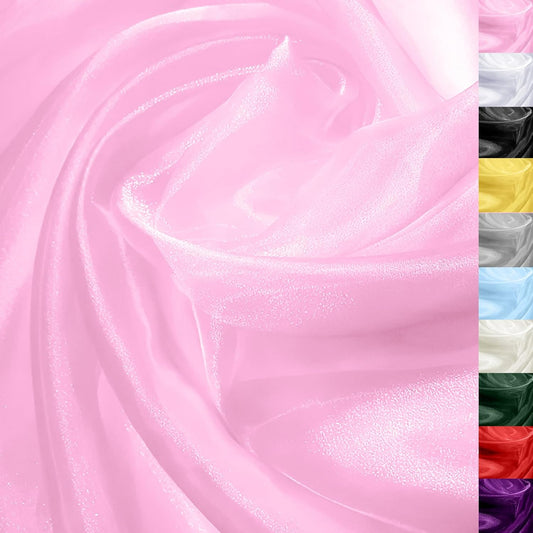 Baby Pink Organza Fabric – 44" x 5 Yards Wide Sheer Tulle for Wedding Arch Draping, Gowns, Table Runners, Party Decor, Curtains & DIY Crafts – Translucent Fabric for Elegant Projects