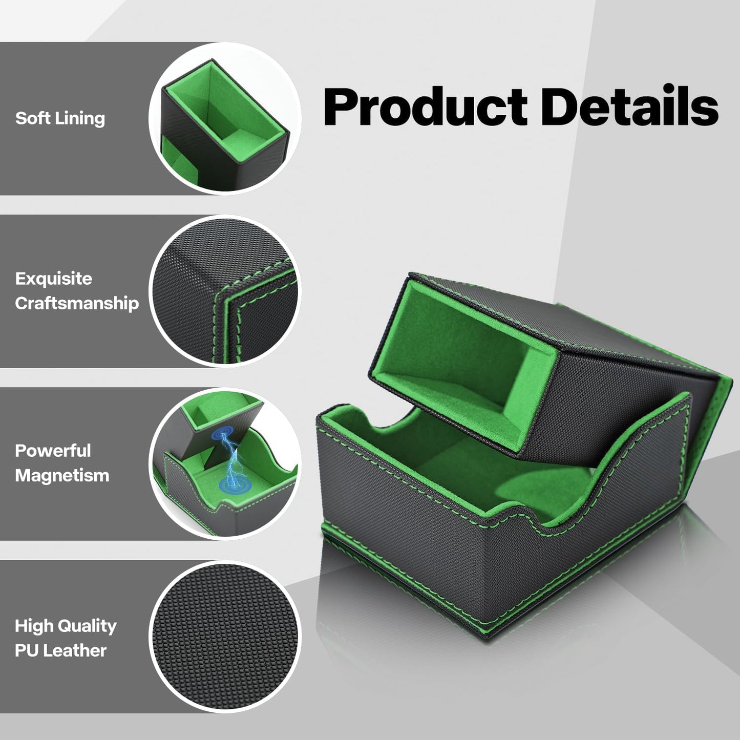 Dice Roller Tower, Premium DND Magnetic Dice Tray, Foldable PU Leather Dice Tower RPG Gifts for Dungeons and Dragons MTG Dm & Player Black/Green