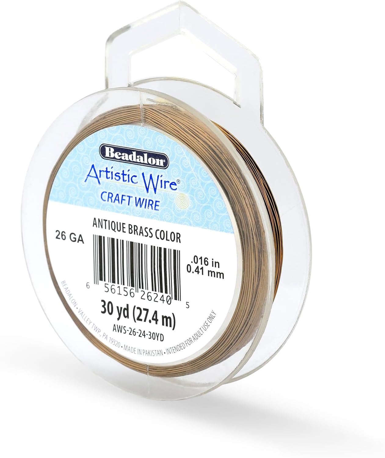 Artistic Wire, 26 Gauge Tarnish Resistant Colored Copper Craft Wire, Antique Brass, 30 yd
