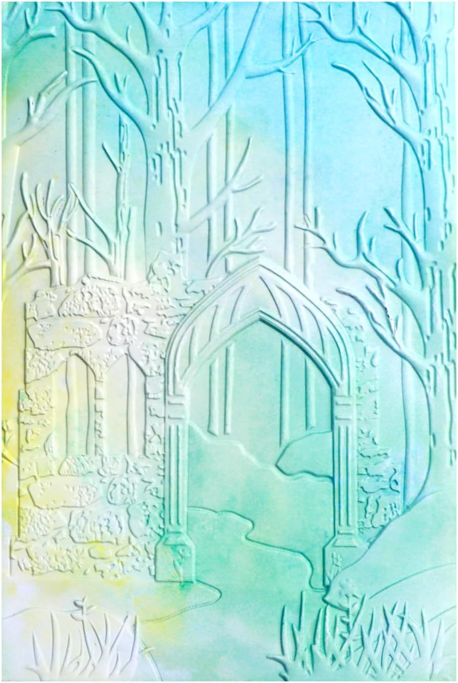 BAOFALI 3D Embossing Folder for Card Making, Deep Forest, Castle Plastic Texture Fades Embossing Folder Template for Scrapbooking Cardstock Album DIY Decoration Paper Crafting 6.3x4.5inch