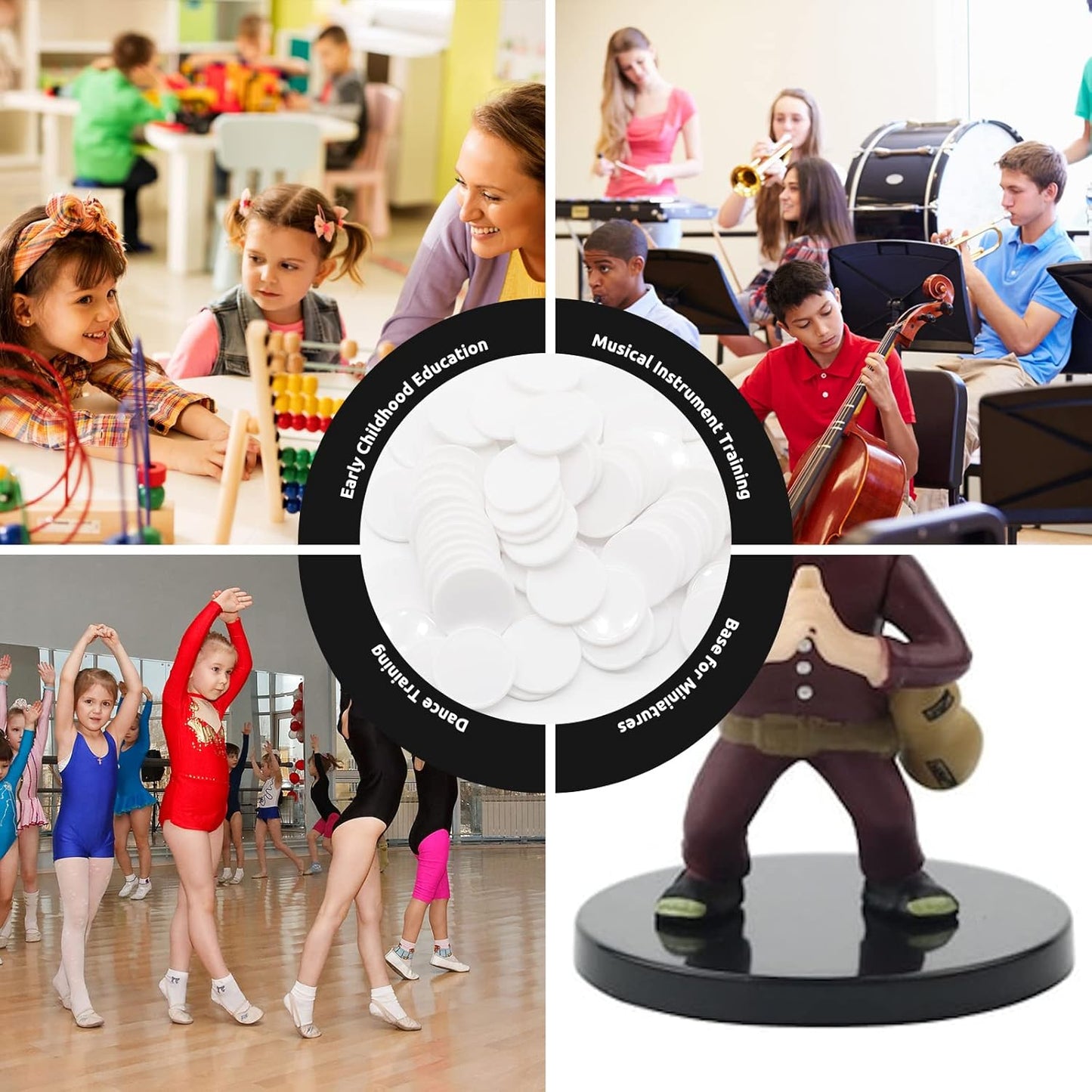 Set of 100 Opaque Plastic Learning Counters Mini Poker Chips Game Tokens with Storage Box (White, 1.26 Inch)