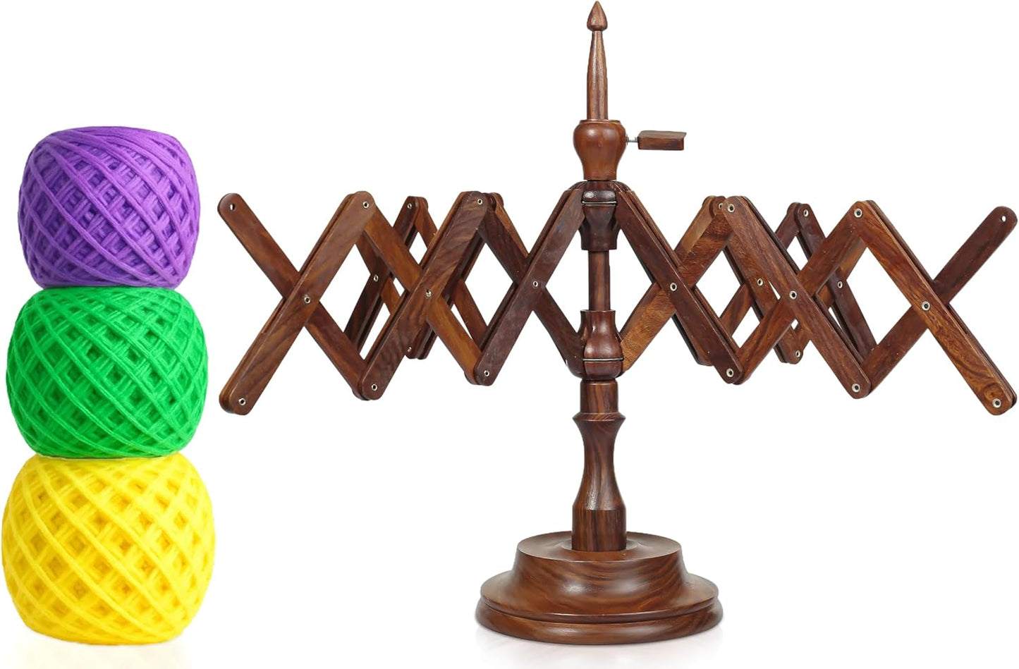 Bhartiya Handicrafts Rosewood Table Top Yarn Swift | Hand Operated Yarn Winder Swift | Yarn Winder for Swift Winding Lines (Design 2)