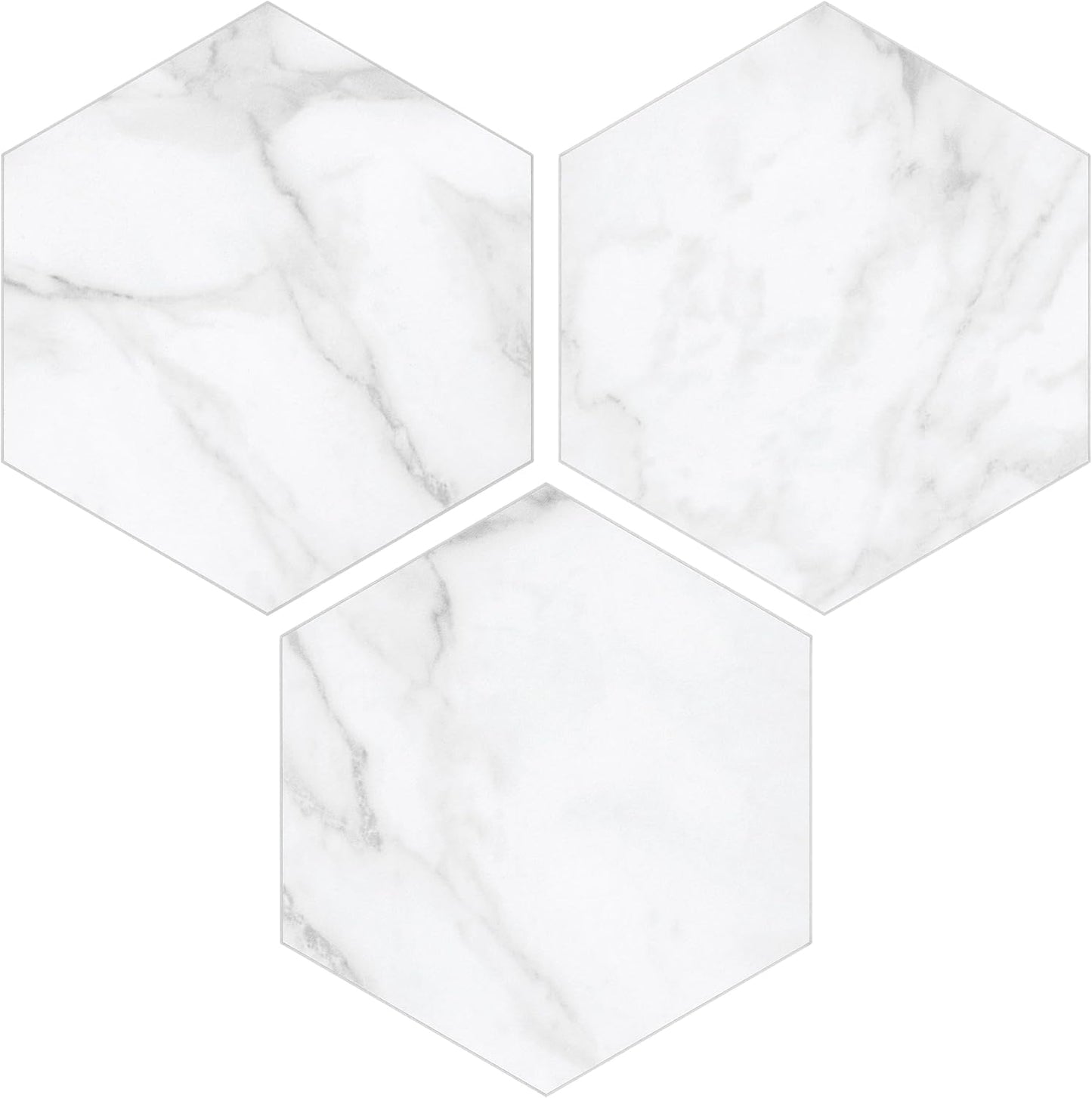 45-Sheet Hexagon Peel and Stick Backsplash, 6" x 7" White Calacatta Marble Looks Self Adhesive Wall Tile, Stone Composite Stick on Decorative Mosaic Tile for Kitchen Bathroom Fireplace