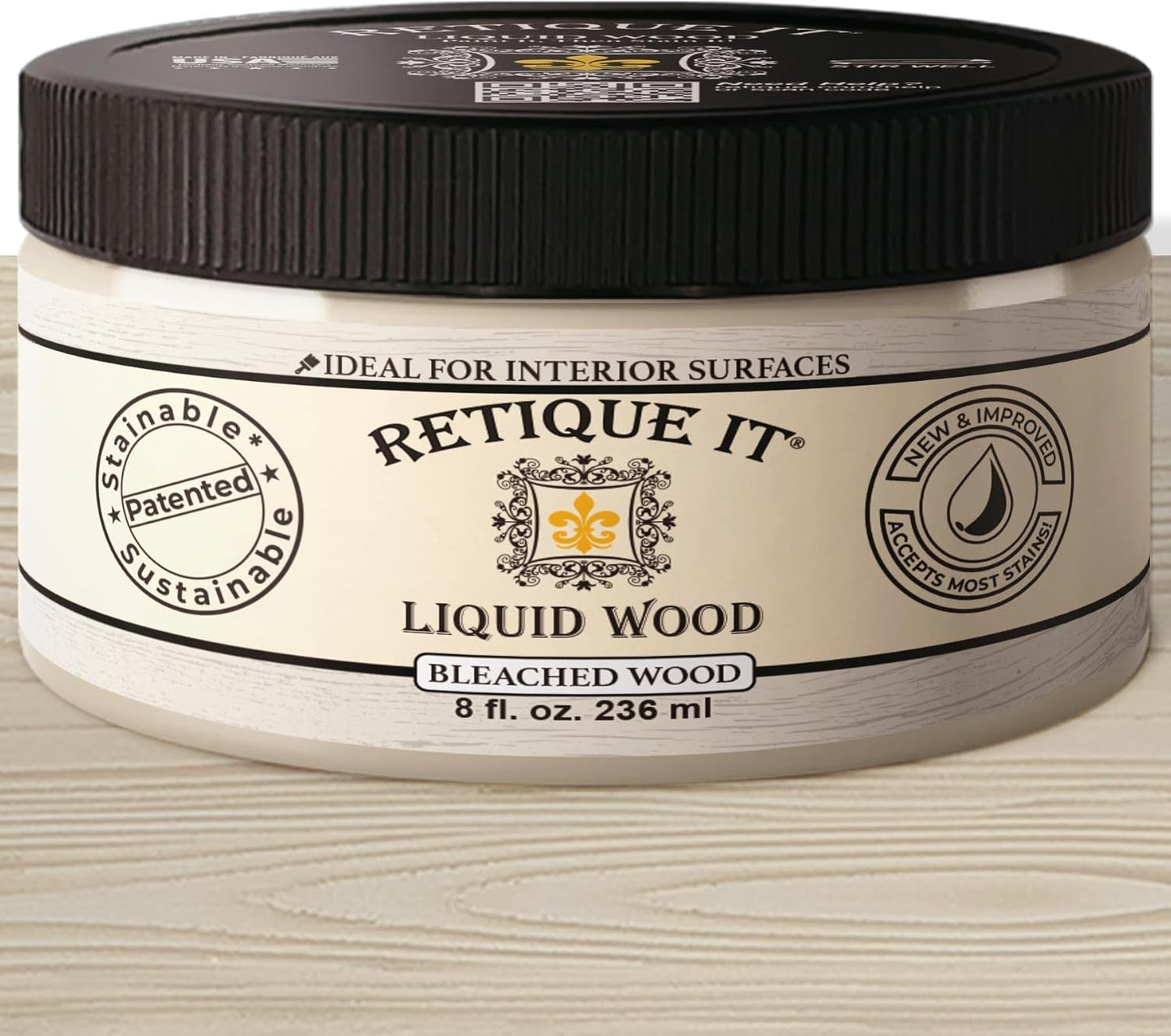 Retique It New and Improved Formula Liquid Wood Coatings - Stainable Primer - Paint It Then Stain it (Bleached Wood, Small)