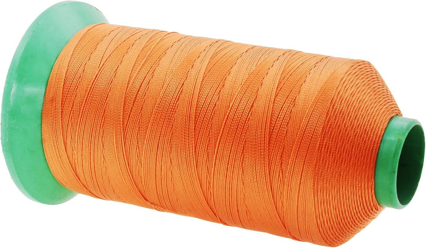 Mandala Crafts Bonded Nylon Thread Orange Heavy Duty Sewing Threads - 1250 YDs Size 138 420D T135 Tex 135 Thread for Leather Jeans Weaving Outdoor Marine Upholstery Threads