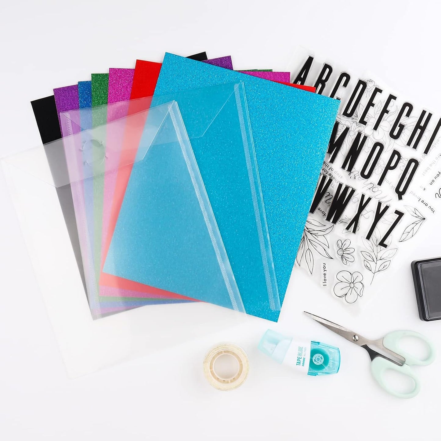 40-Piece Stamp & Die Storage Pockets - 48 Label Stickers, 4 Sizes - Scrapbooking Storage for Card Making, DIY Crafts