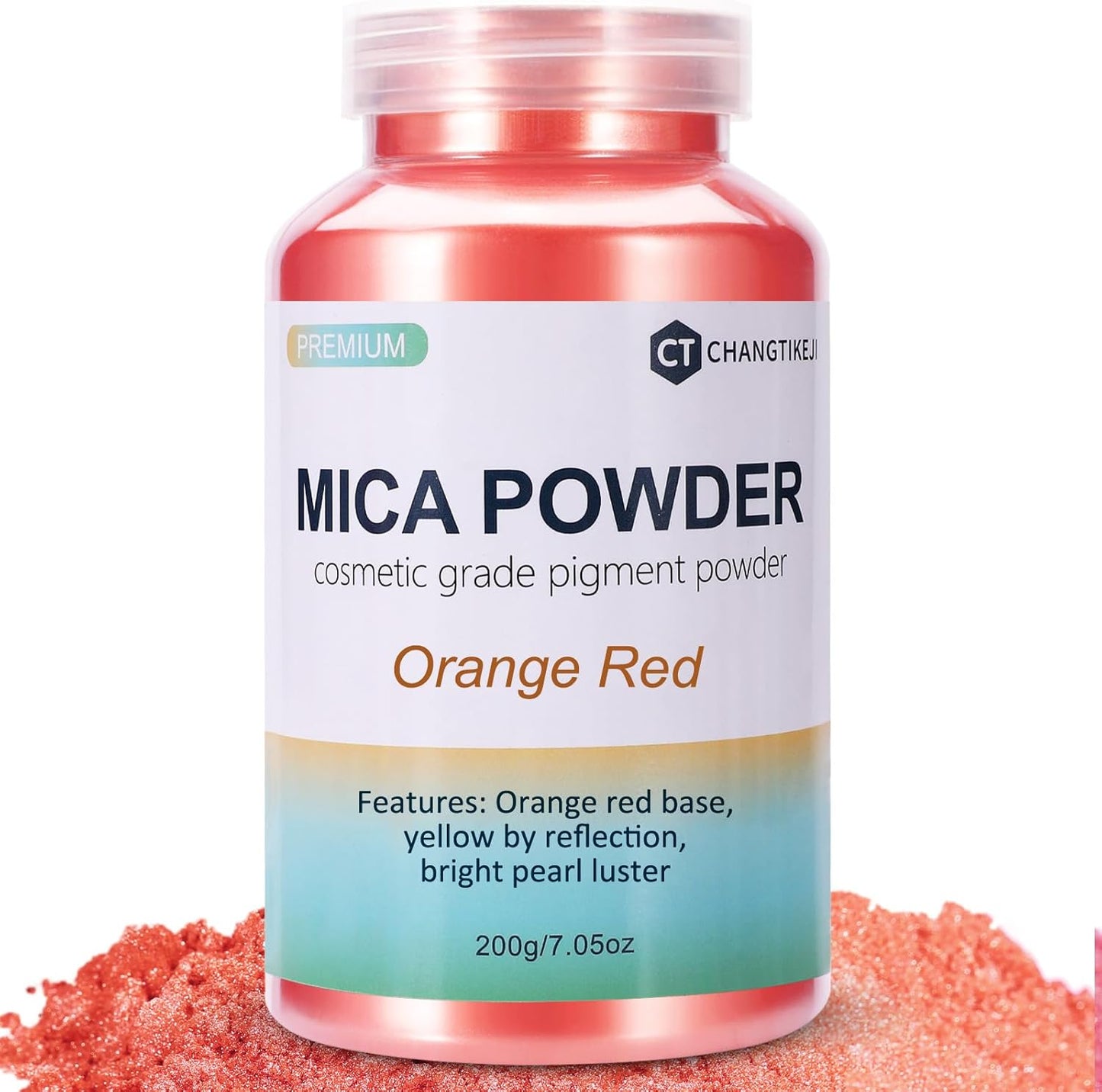 Mica Powder,7.05OZ（200g）,Orange Red Mica Powder Pigment for Epoxy Resin，Lip Gloss，Car Paint，Dye，Soap Making，Nail Polish,Epoxy Resin,Candle Making,Bath Bombs