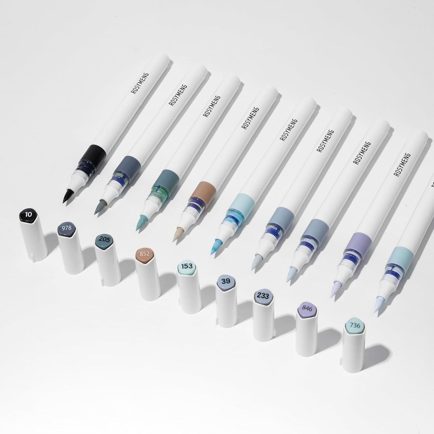 ROSYMENG 9 Color Acrylic Paint Pens,Quick-Drying Waterproof Acrylic Paint Markers, Soft Brush Tip Acrylic Markers for Canvas, Rock Painting, Wood, Stone, Glass, Ceramic, Fabric Painting, DIY Crafts